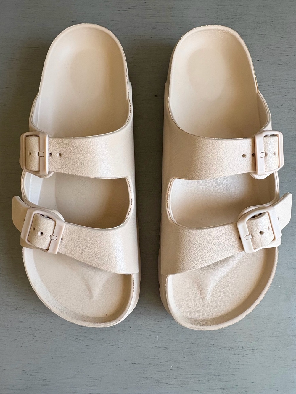 Women Cream Arch Support Comfort Two-Strap Buckle Chunky Platform Sandals Size 8 - Picture 5 of 13